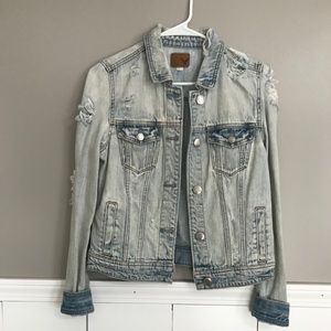 Distressed jean jacket
